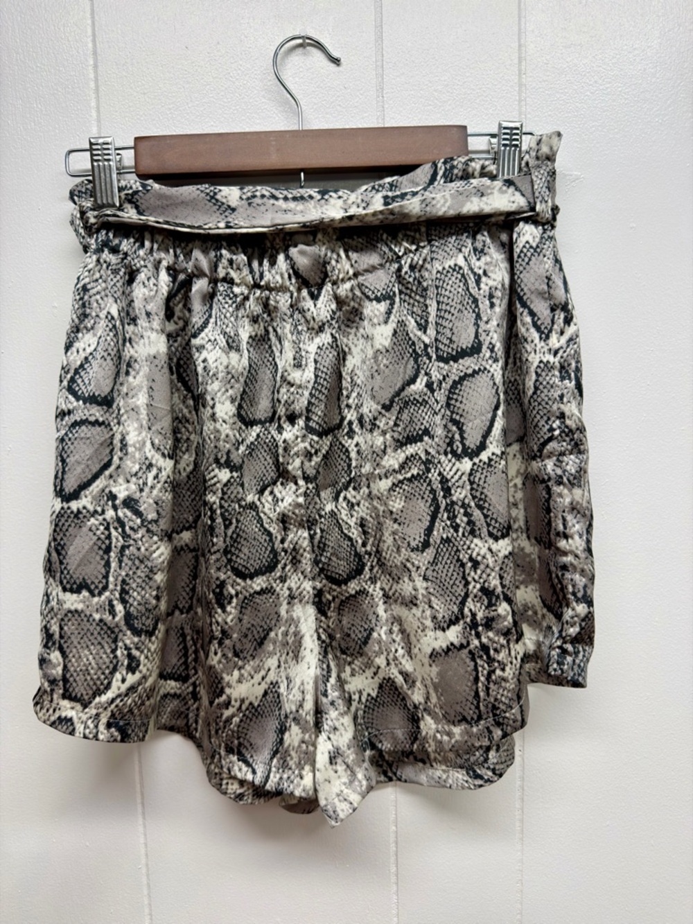 Snake Print Women’s Silky Shorts, elastic waistband